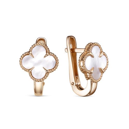 Золотые серьги с перламутром BERGER 120129 п